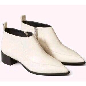 Brand New Everlane The Boss Leather Ankle Pointed Toe Booties in Bone size 10